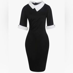 Chic Black and White Long Sleeve Dress
